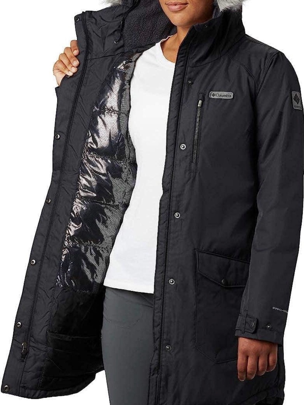 Columbia Black Women’s Insulated Ski Parka with Faux-Fur Hood SZ M